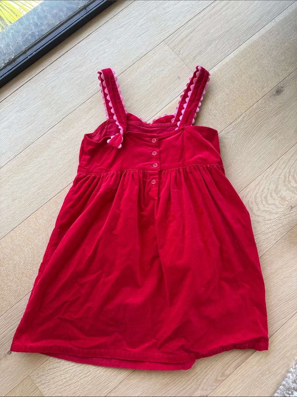 8y Gymboree Red Sundress with Pink Scalloped Trim ❤️👀